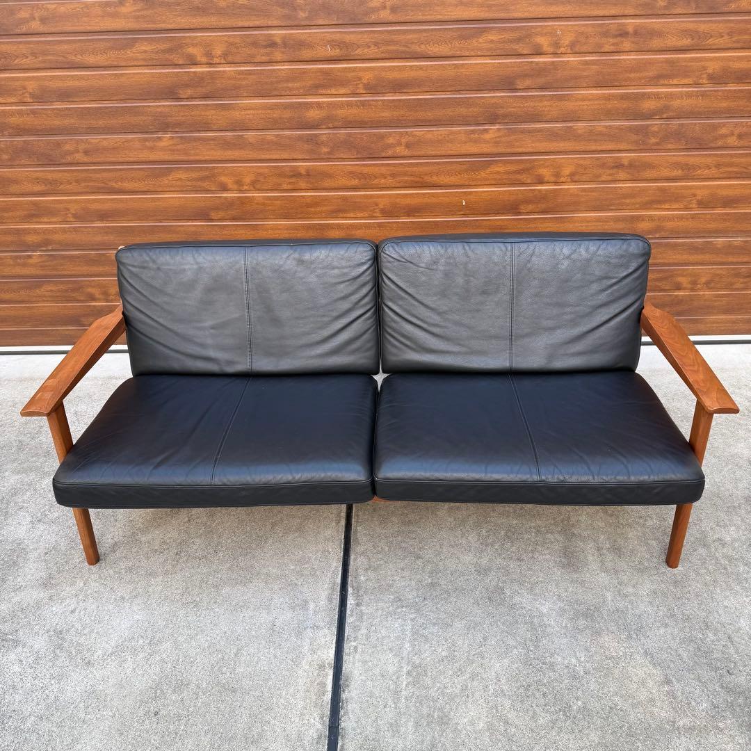 美品 ナガノインテリア 3P ソファ ウォールナット 本革 購入価格46万