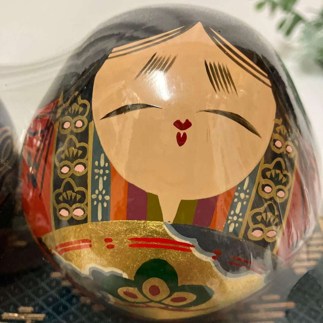 新品　大内人形　ひな人形　28号　木製漆 直径約8.4　雛人形　工芸品　金箔