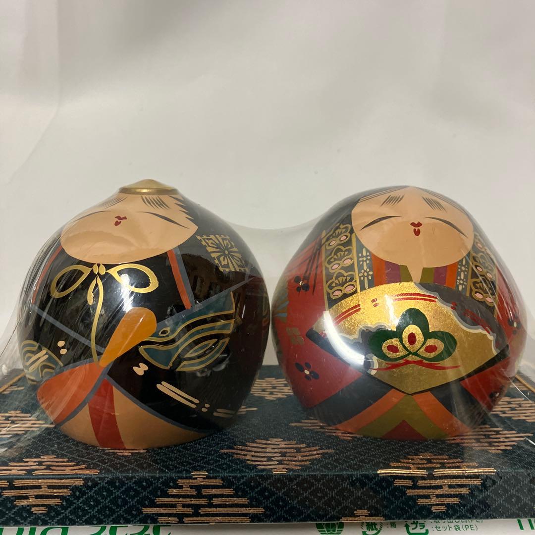 新品　大内人形　ひな人形　28号　木製漆 直径約8.4　雛人形　工芸品　金箔