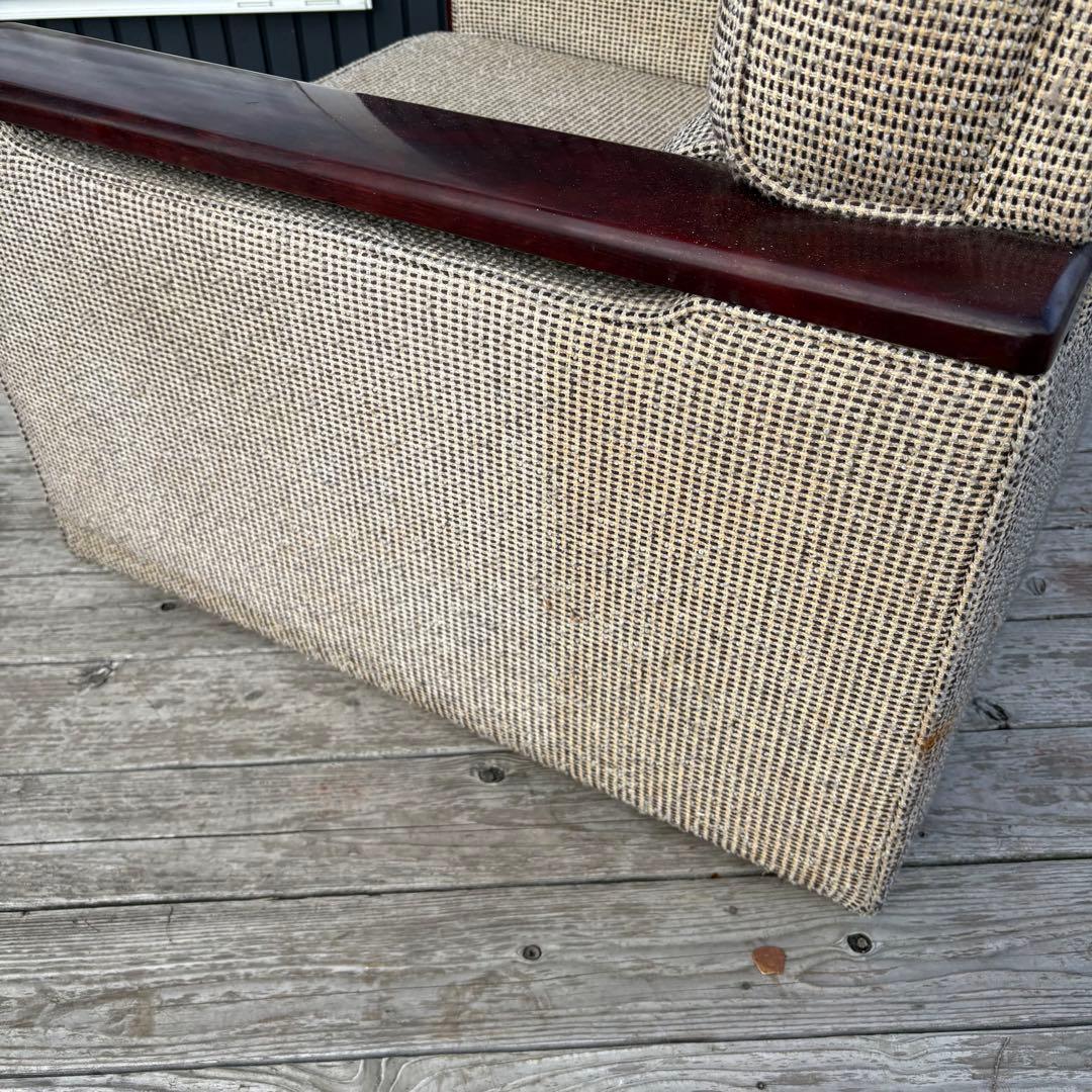 北欧レトロ ヴィンテージ 1人掛けソファ アームチェア 木肘 昭和レトロ 古家具