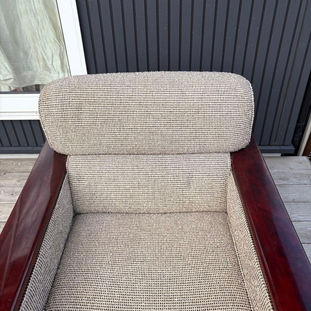 北欧レトロ ヴィンテージ 1人掛けソファ アームチェア 木肘 昭和レトロ 古家具