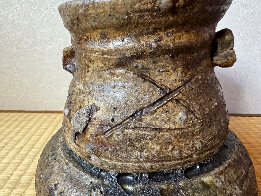 大名品　古伊賀　破袋水指　桃山〜江戸初期