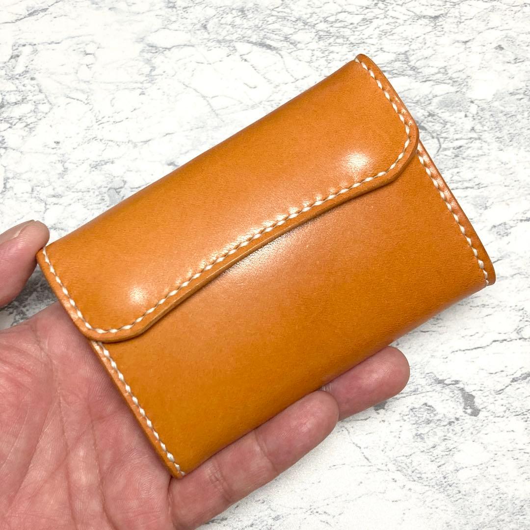 本革 三つ折り財布 栃木レザー コンパクト財布 キャメル メンズ レディース
