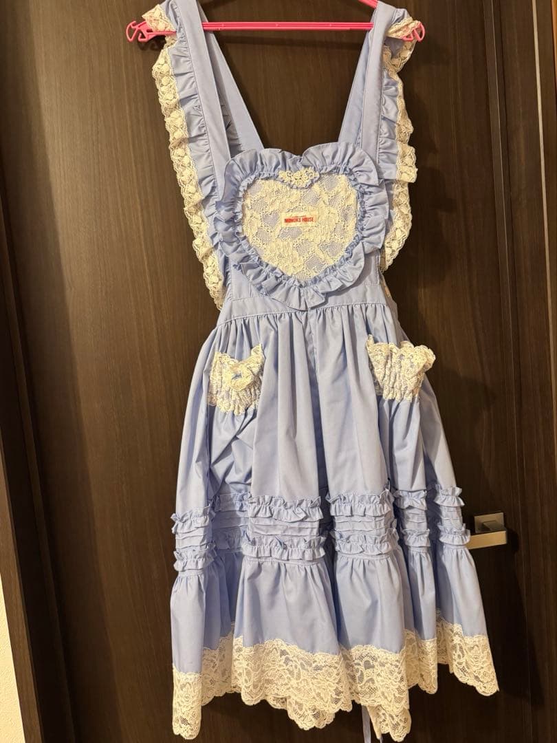 モモコハウス ハートエプロン 水色