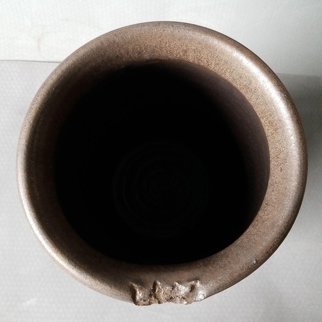 信楽焼　傘立て  変形金彩 高さ４４cm