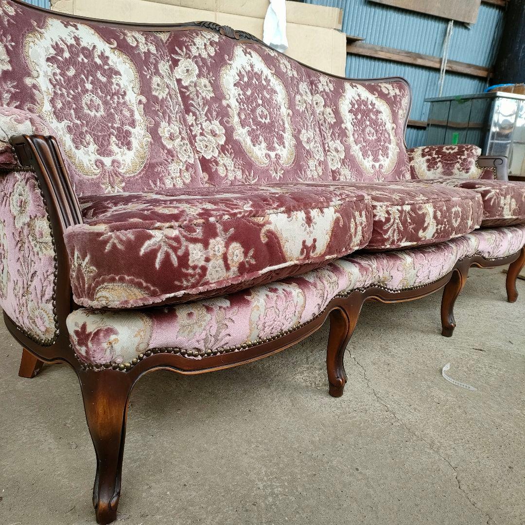 カリモク ドマーニ 3人掛けソファ 布張り 鋲打ち 金華山