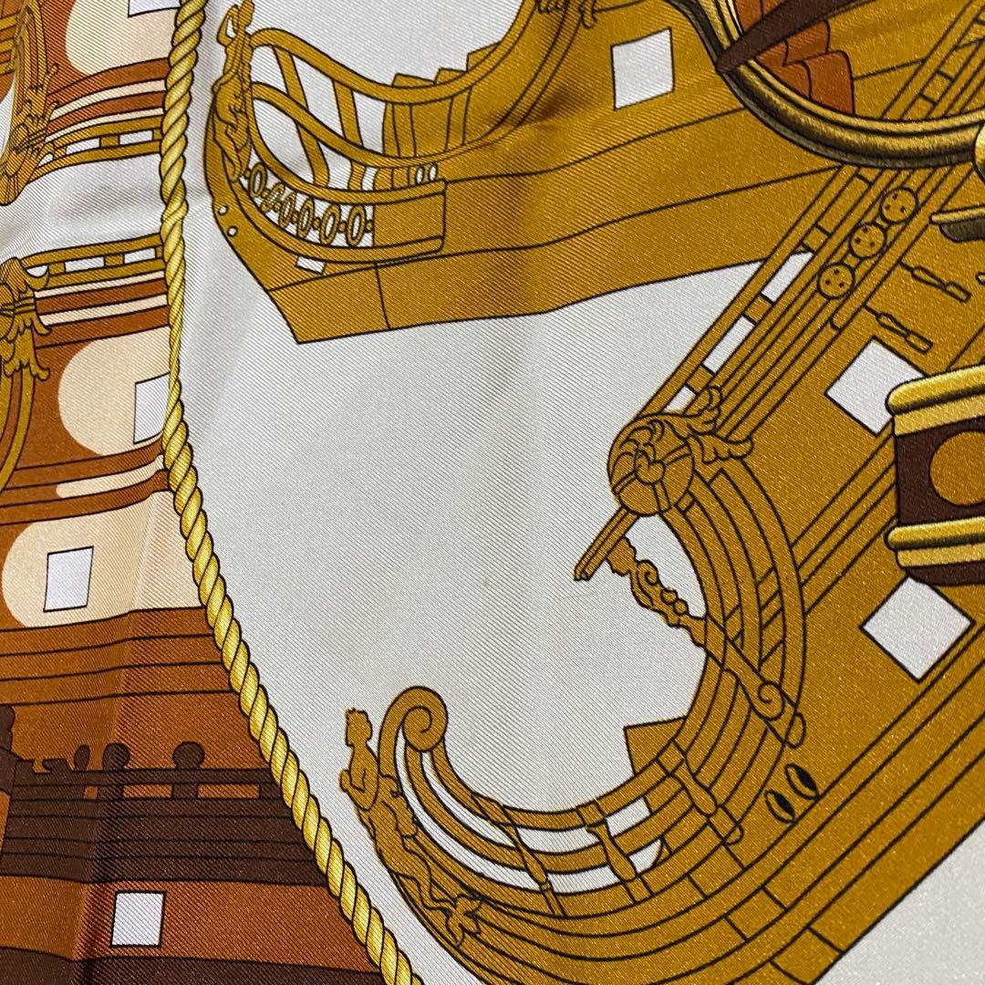 HERMES カレ90 大判シルクスカーフ PROUES 船首像 エルメス
