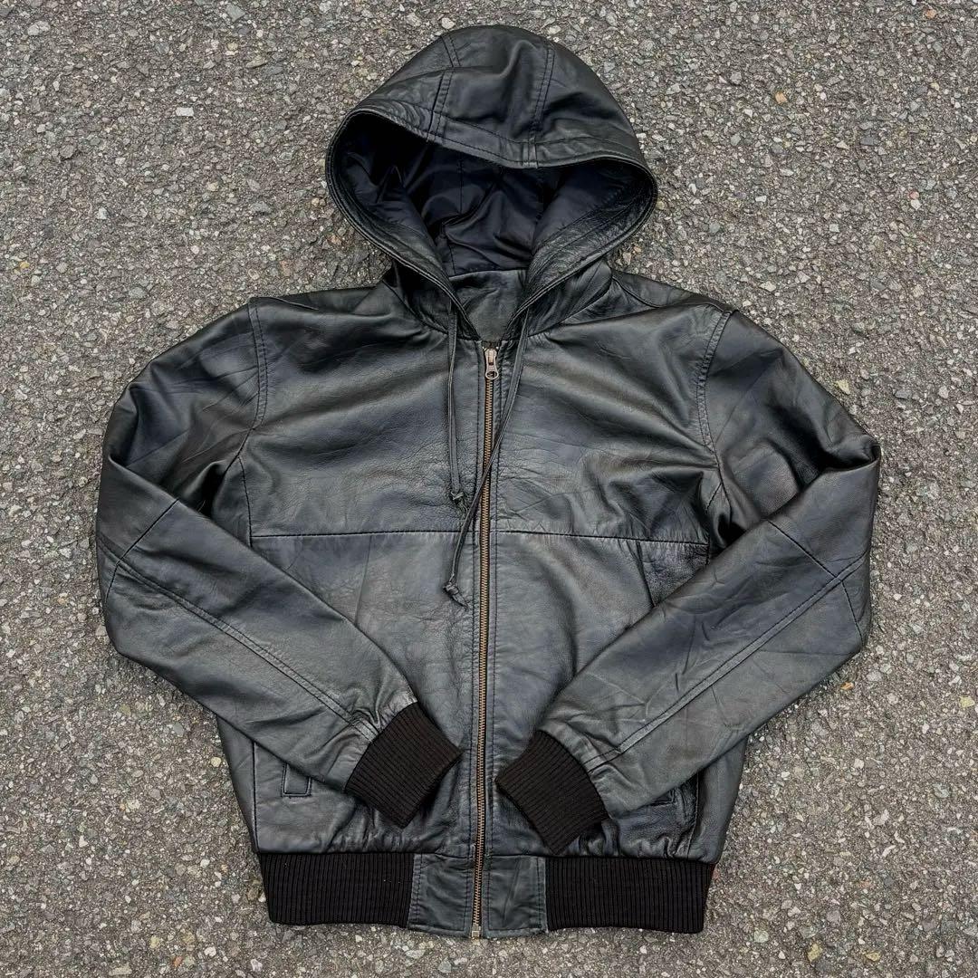 ジャケット・アウター vintage realleather jacket / hood jacket