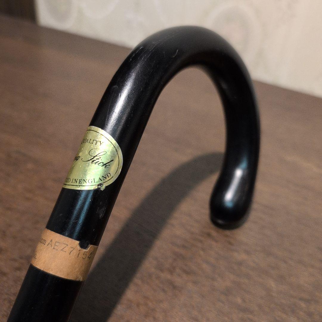 英国製 ヴィンテージ 木製 ハンドル型 杖 ブラック