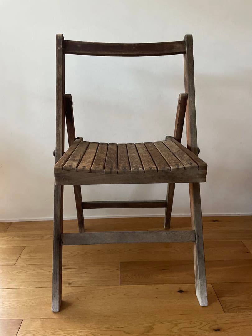 ヴィンテージ　アンティーク　木製折りたたみチェア 2脚セット