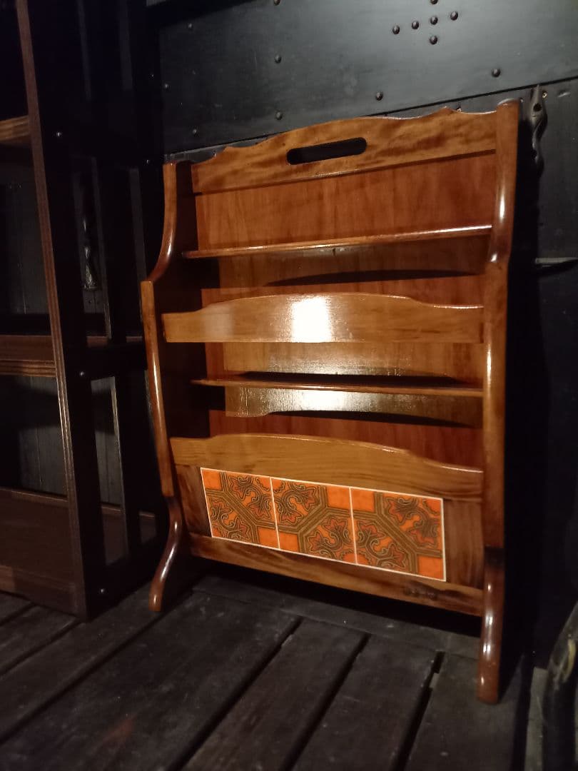 希少　浜本工芸　ヴィンテージ　タイル張り　木製　ブックスタンド