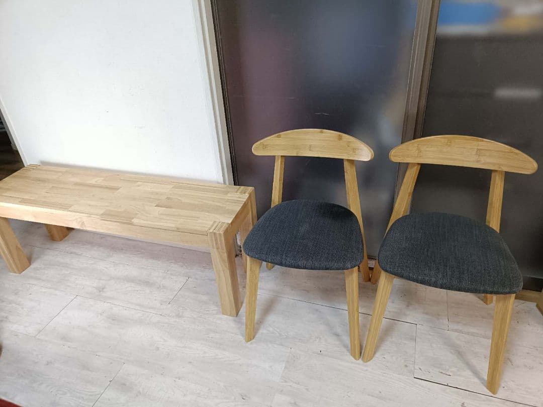 IKEA nordby イケアノールドビー　ウッドベンチ+椅子2脚　3点セット