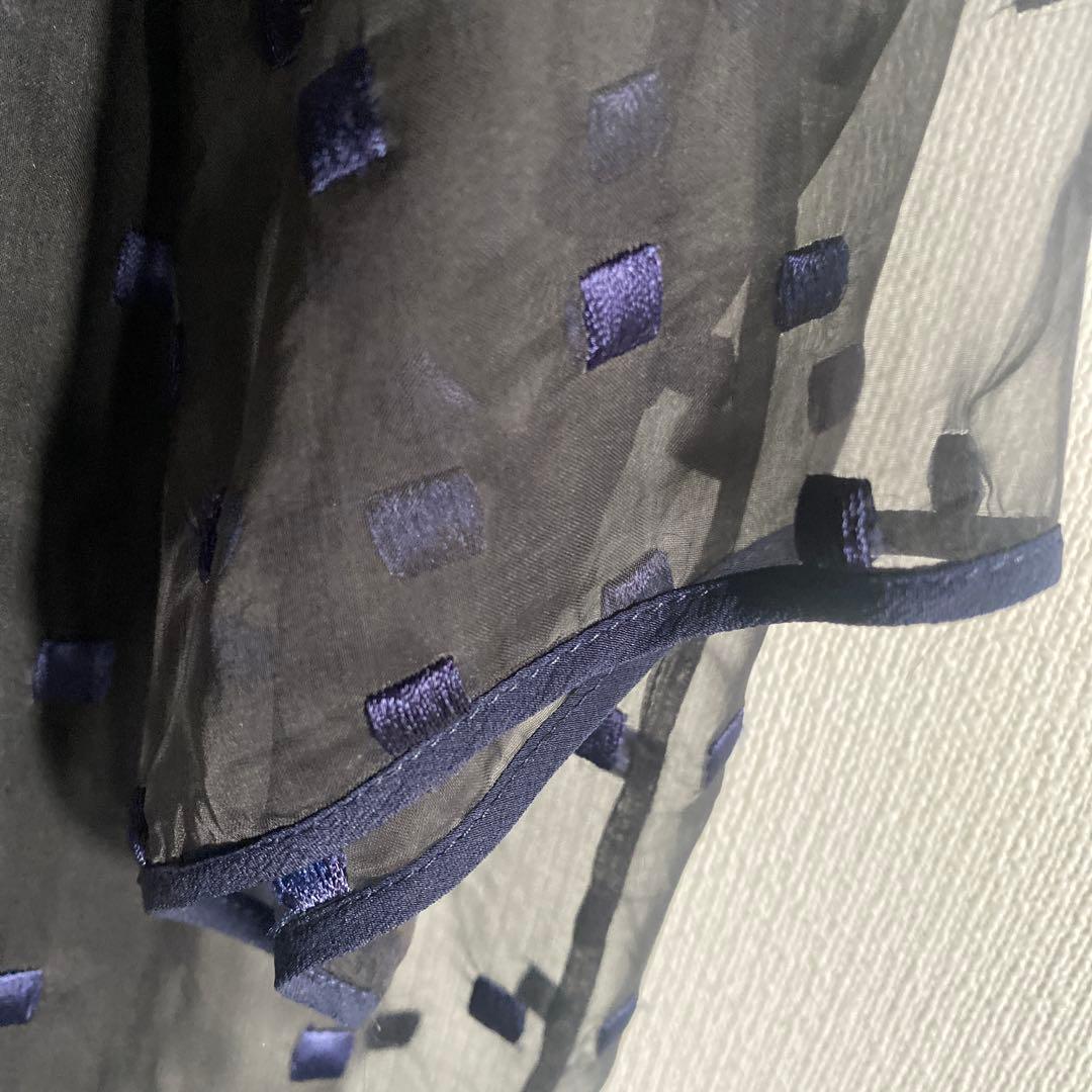 Chloe クロエ　シルクシフォン　ブラウス　半袖　ネイビー　S