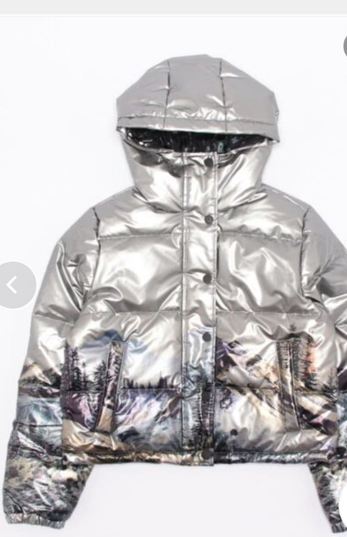 美品 Desigual デシグアルメタリックショートパデッドジャケット 短丈