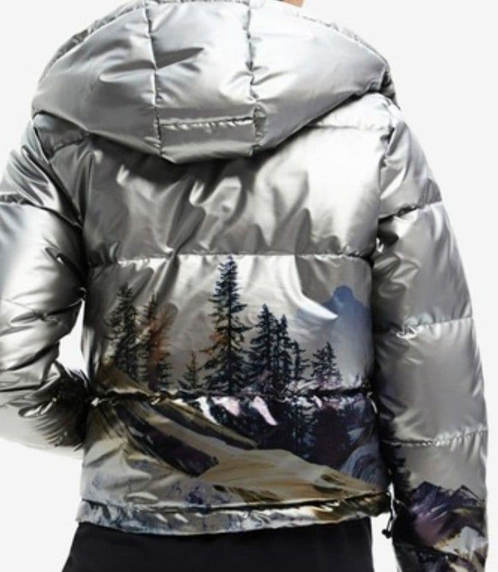 美品 Desigual デシグアルメタリックショートパデッドジャケット 短丈