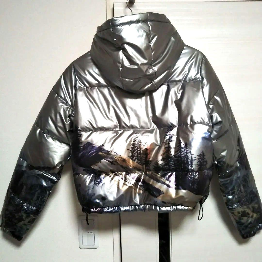 美品 Desigual デシグアルメタリックショートパデッドジャケット 短丈