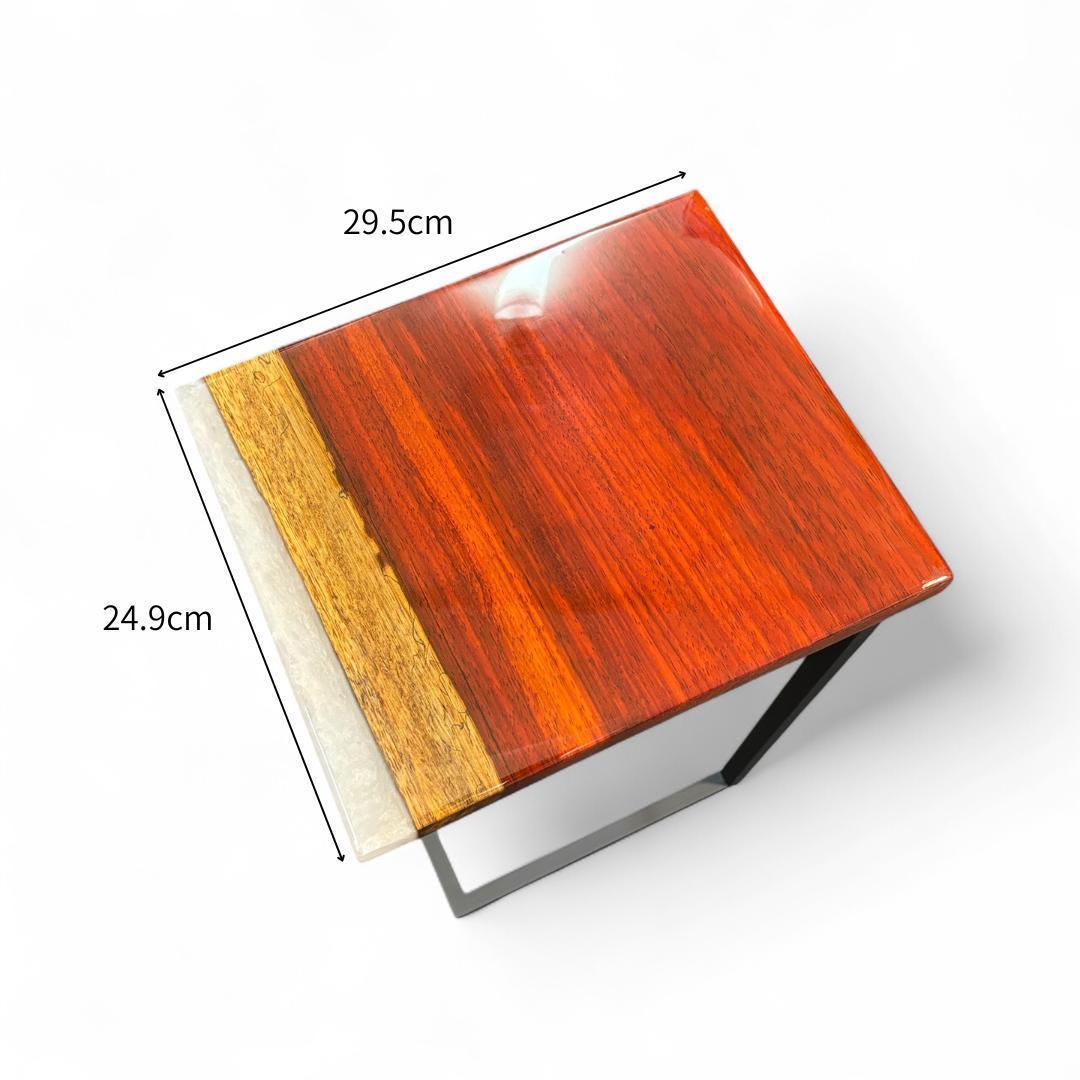 サイドテーブル アイアン 木製 一枚板 コの字 アンティーク ベッド 北欧 無垢