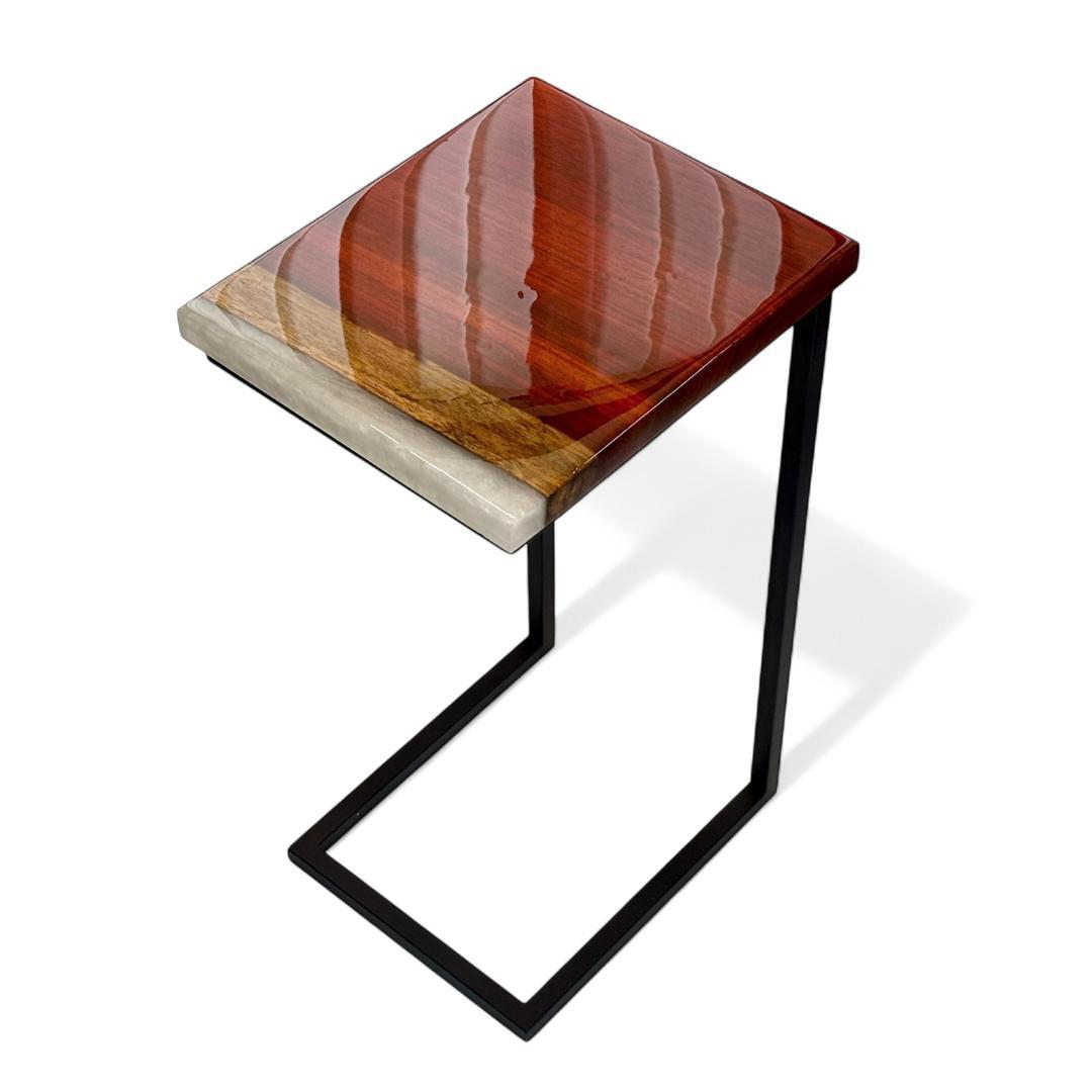 サイドテーブル アイアン 木製 一枚板 コの字 アンティーク ベッド 北欧 無垢