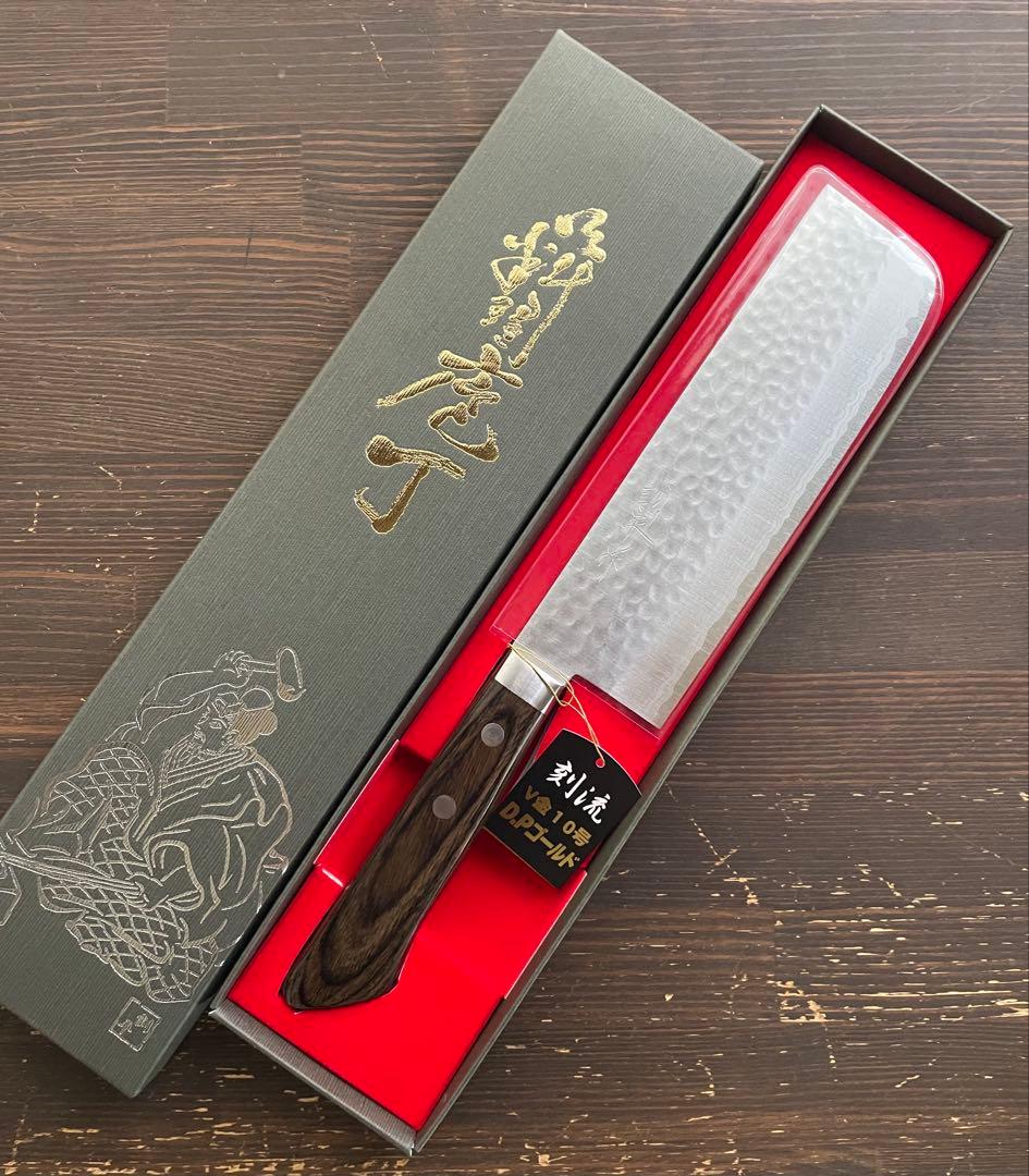 増谷刃物訓平作菜切VG10ステンレス積層槌目（刻流）口金有スコッチ アウトレット