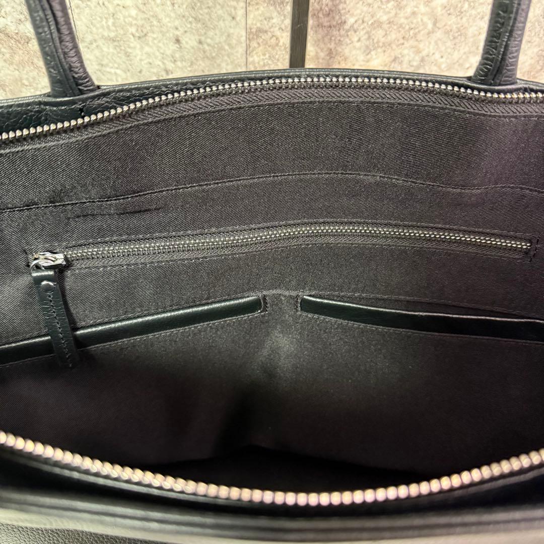 【大容量/内側の収納も抜群‼️】 ブラック レザー トートバッグ ビジネスバッグ