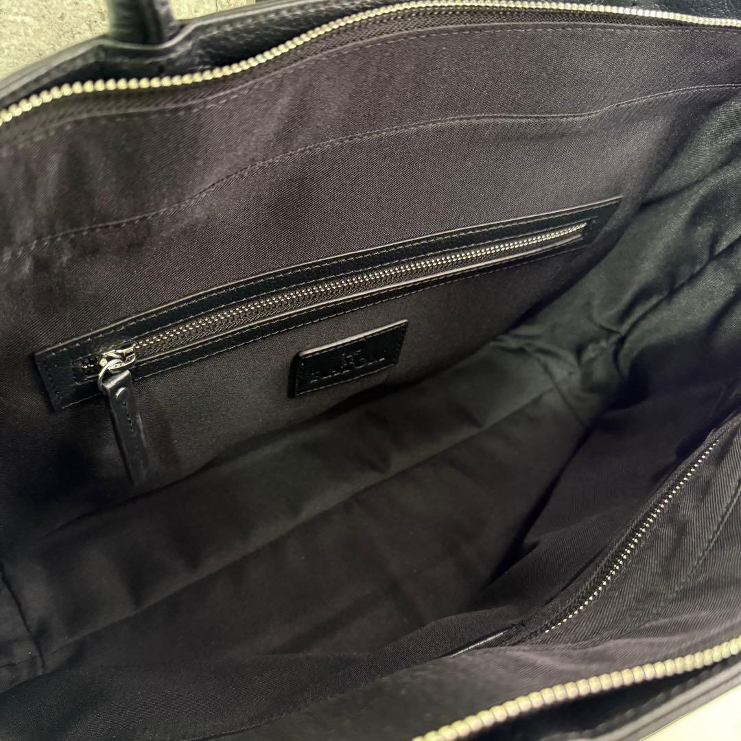 【大容量/内側の収納も抜群‼️】 ブラック レザー トートバッグ ビジネスバッグ