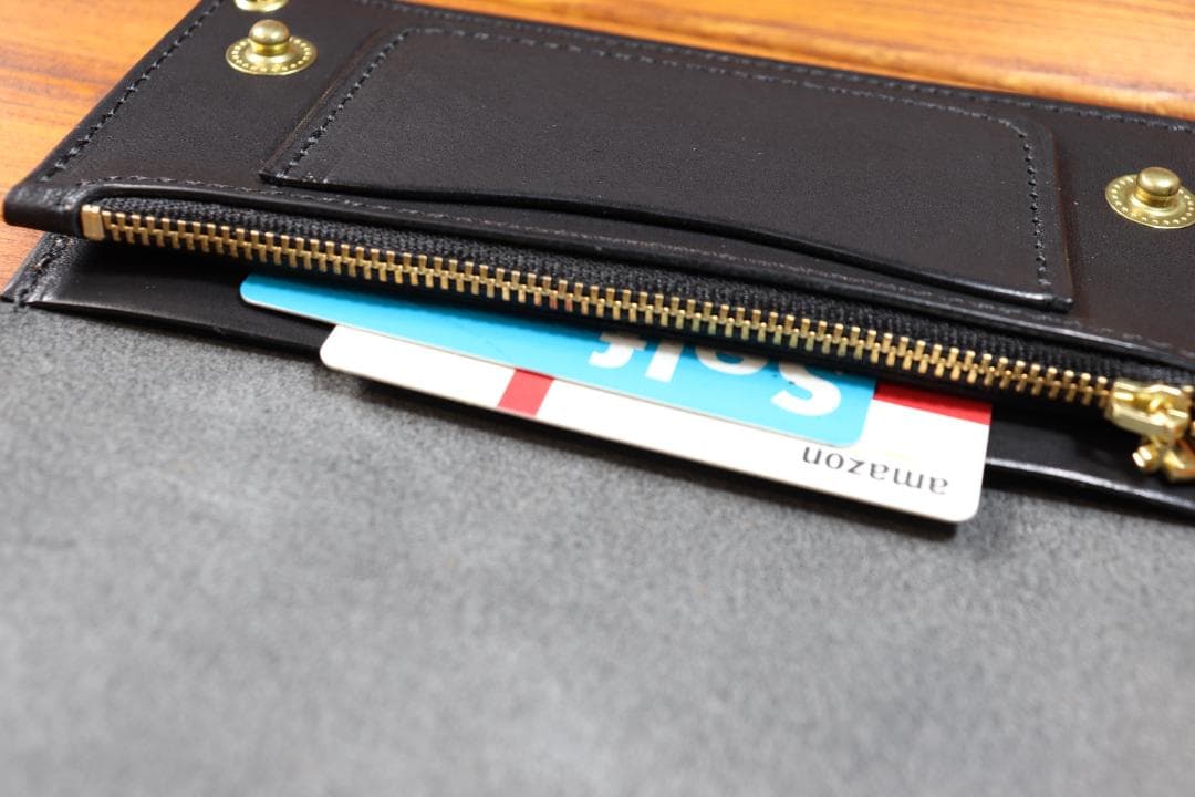 ロング　トラッカーウォレット 栃木レザー　真鍮