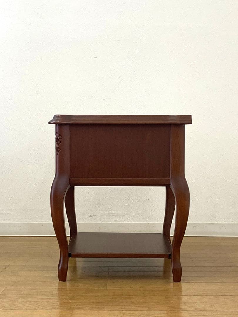 美品 アンティーク調 彫刻 ベッド サイドテーブル チェスト コンソール 引出し