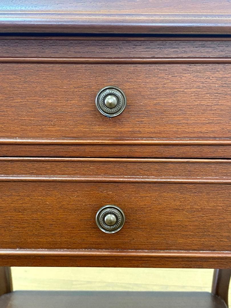 美品 アンティーク調 彫刻 ベッド サイドテーブル チェスト コンソール 引出し