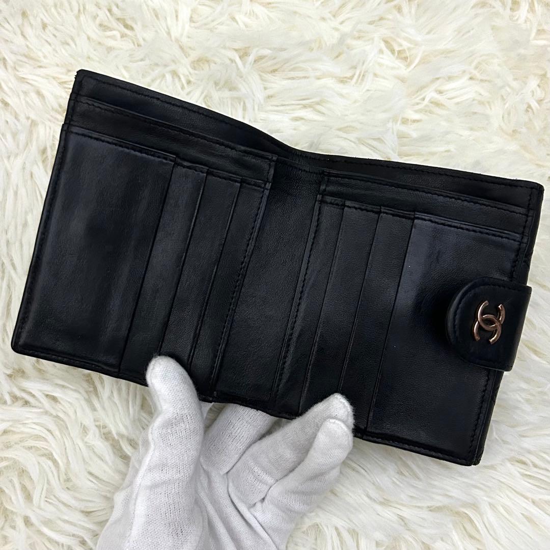 CHANEL シャネル ココマーク ビコローレ 二つ折り財布 ブラック