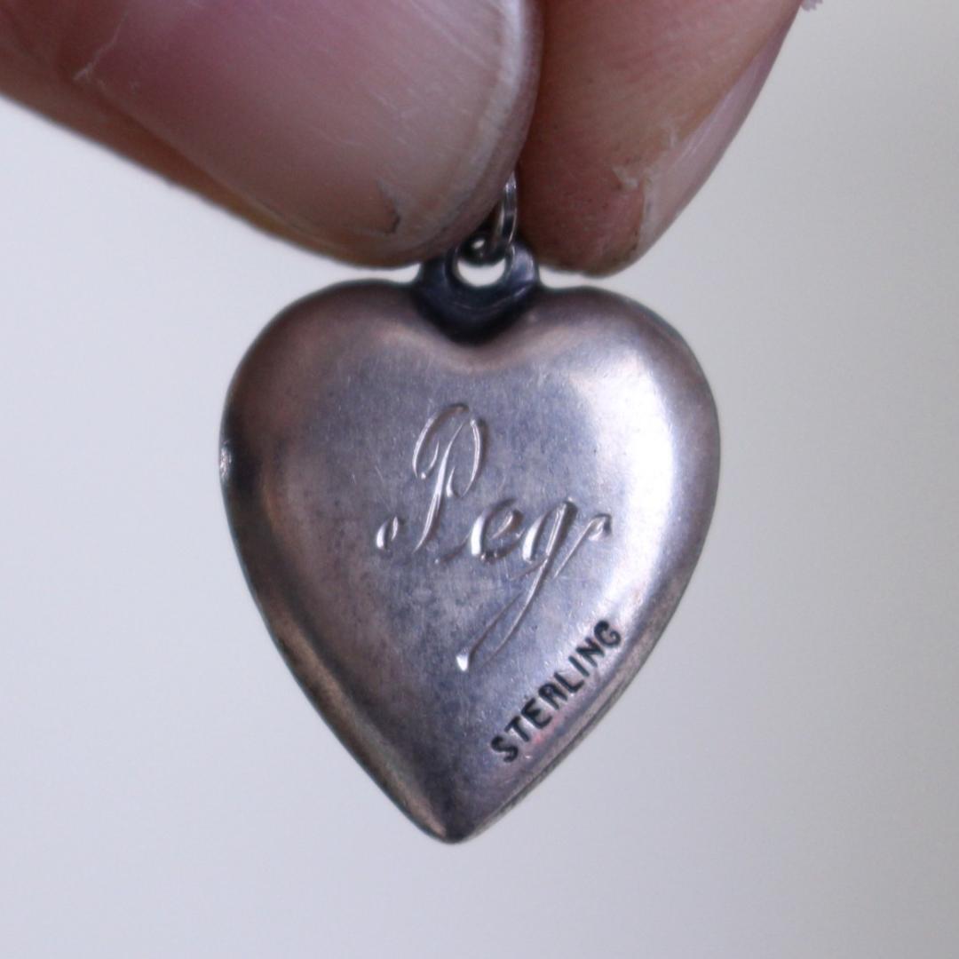 40s　スウィートハートジュエリー　ベル 　鐘 シルバー　勿忘草 リボン 鈴