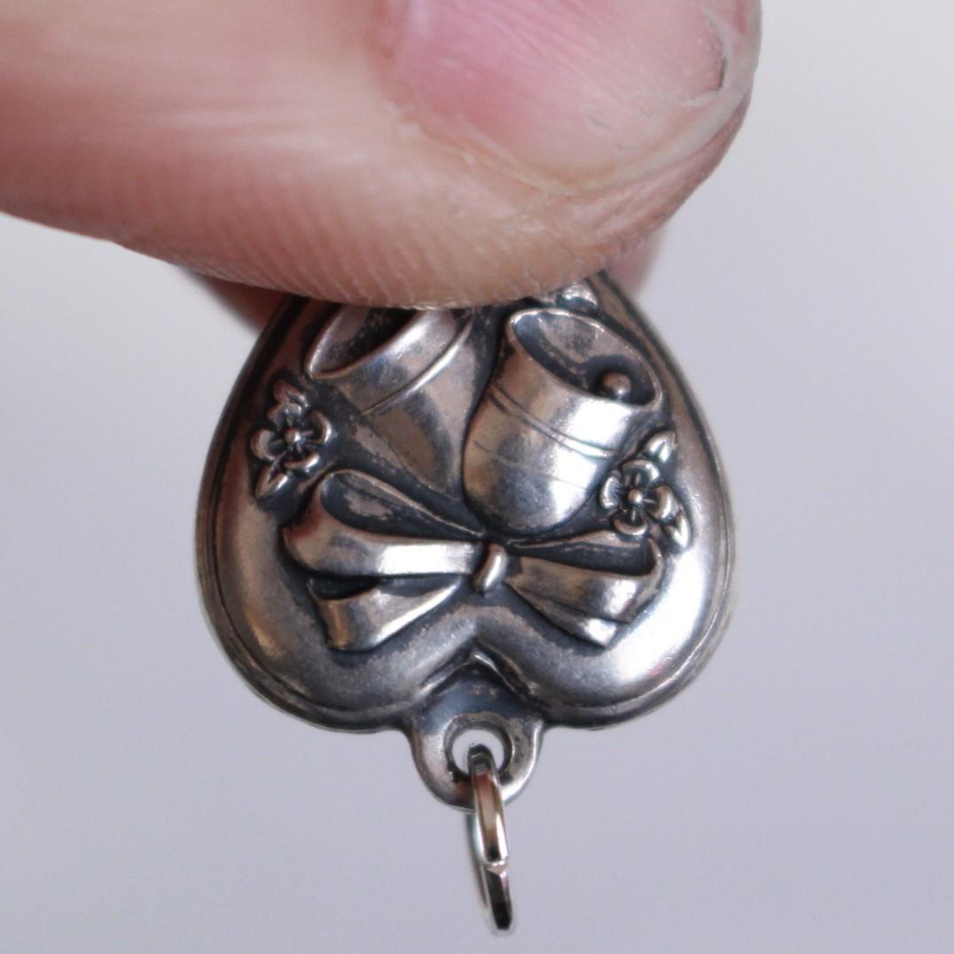 40s　スウィートハートジュエリー　ベル 　鐘 シルバー　勿忘草 リボン 鈴