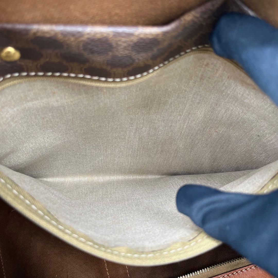 良品 4671 CELINE セリーヌ ボストンバッグ マカダム柄 ブラウン