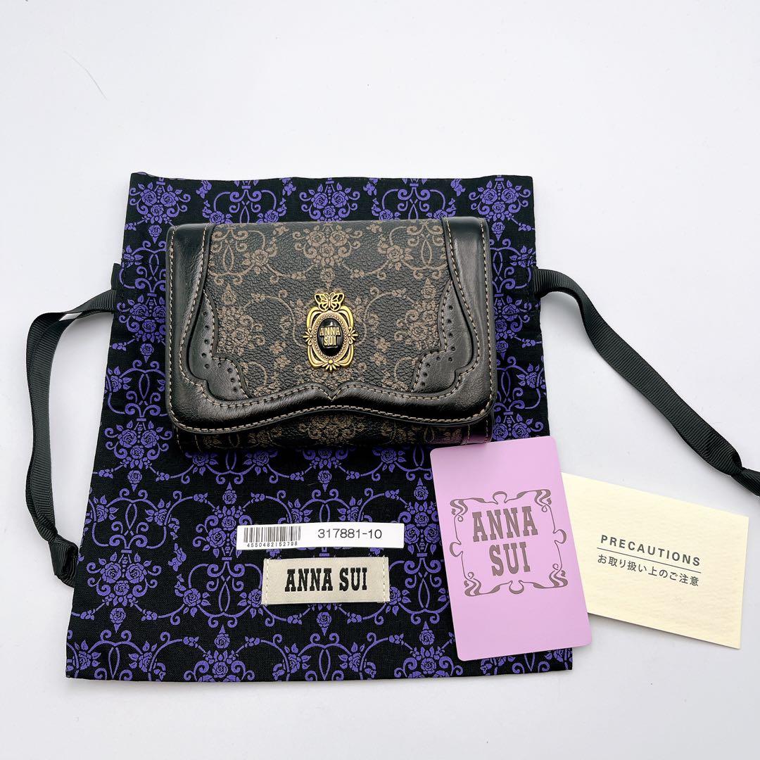 極美品✨ANNA SUI アナスイ 財布 二つ折り財布 ブラック/ゴールド