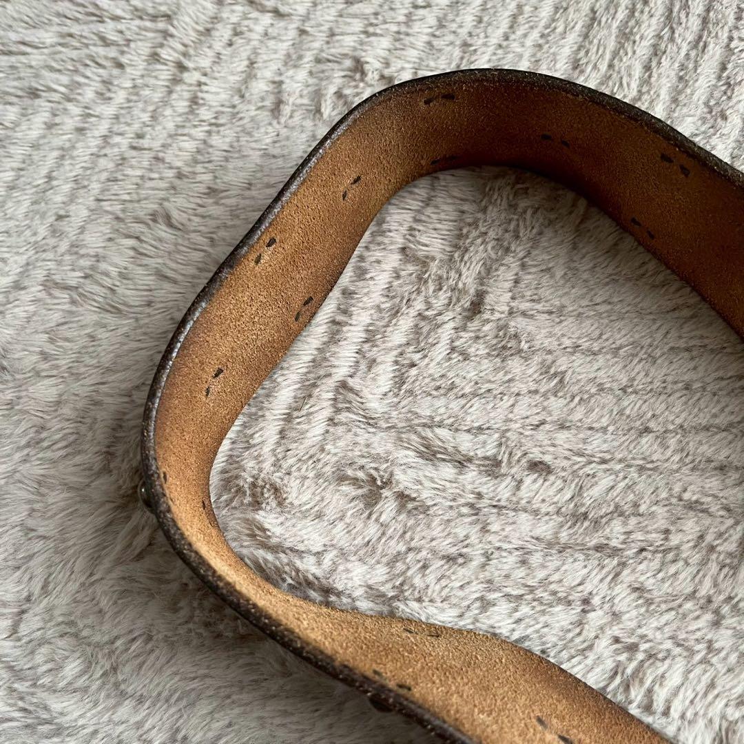 極美品 RRL ダブルアールエル ロゴバックル レザー ベルト メンズ