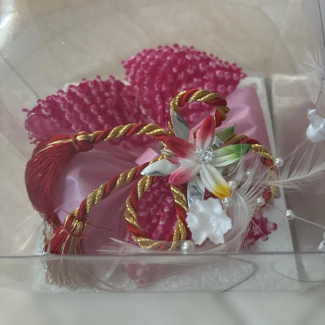 お祝い着　七五三　女の子総絞り着物　正絹　草履　髪飾り