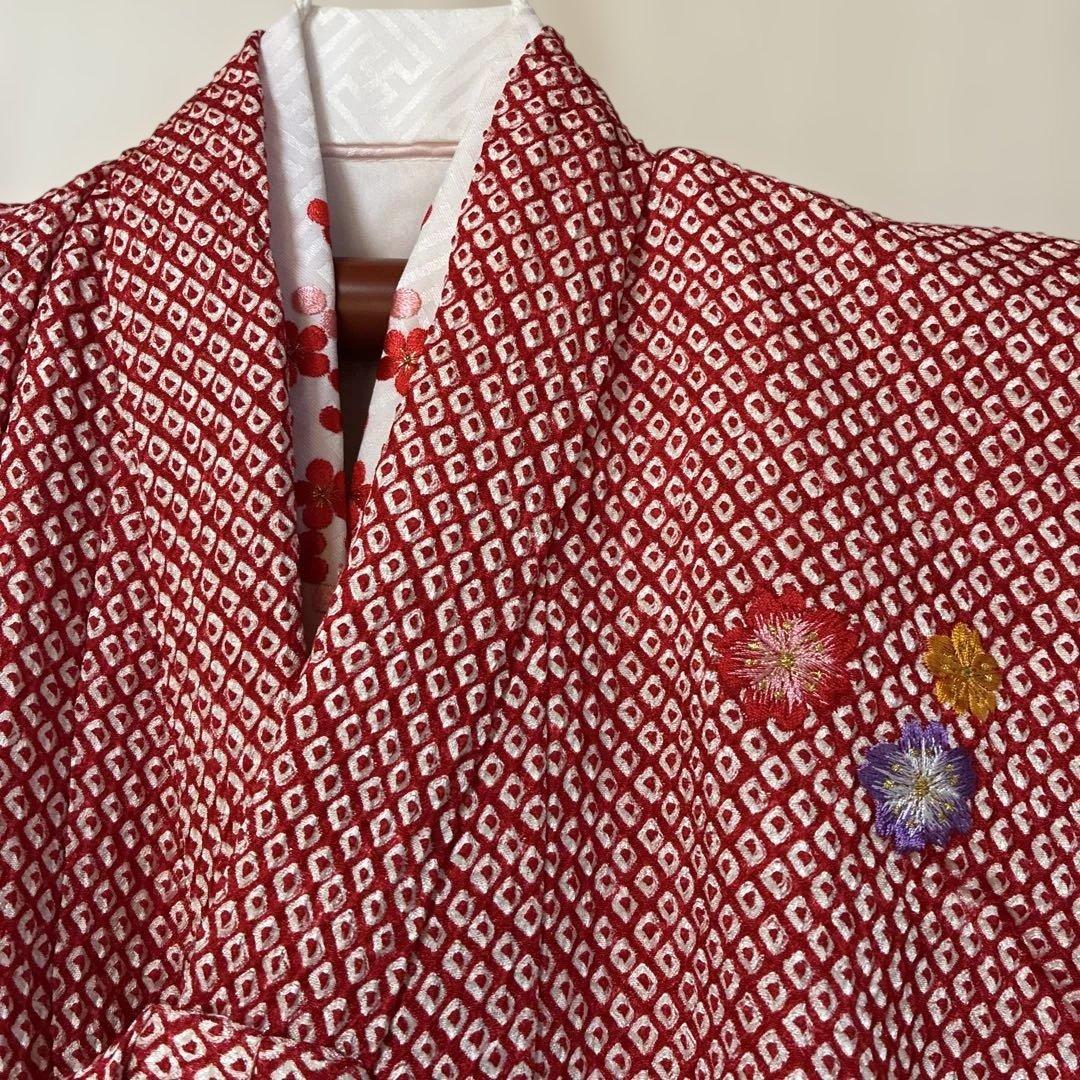 お祝い着　七五三　女の子総絞り着物　正絹　草履　髪飾り