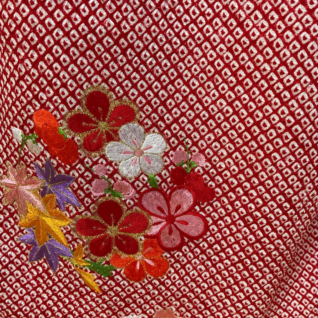 お祝い着　七五三　女の子総絞り着物　正絹　草履　髪飾り