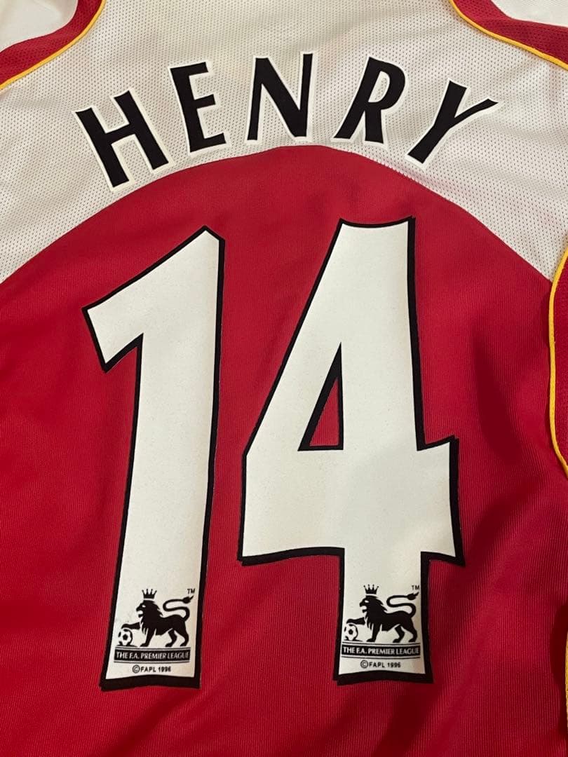 ナイキプレミアリーグアーセナル04サッカーホームユニフォーム赤白黄14アンリ