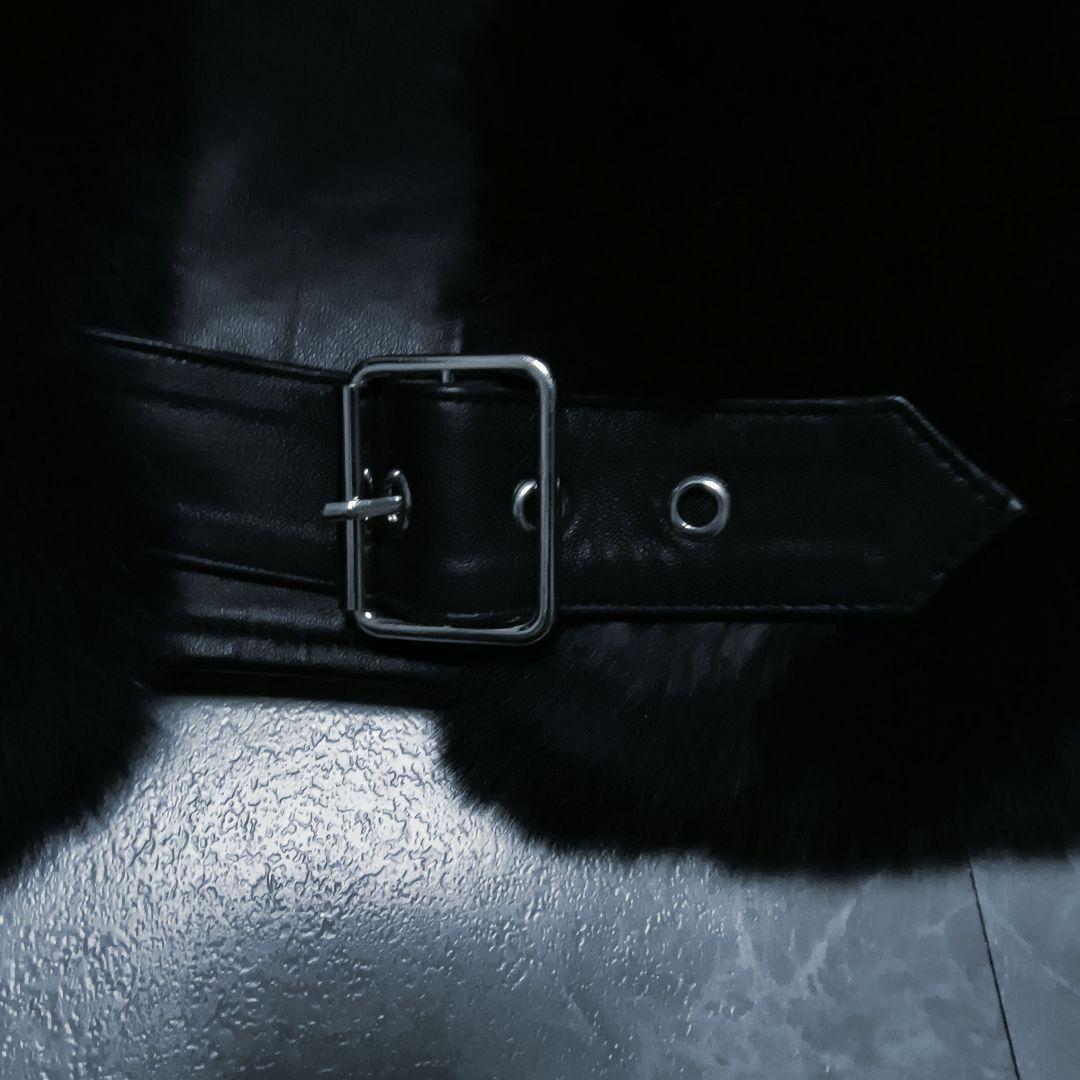 フォックスファー付き リアルレザー ライダースジャケット 黒 極美品