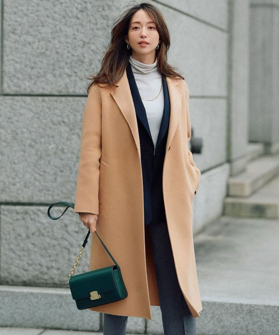 23区 サイズ38 ウールリバーロングコート キャメル