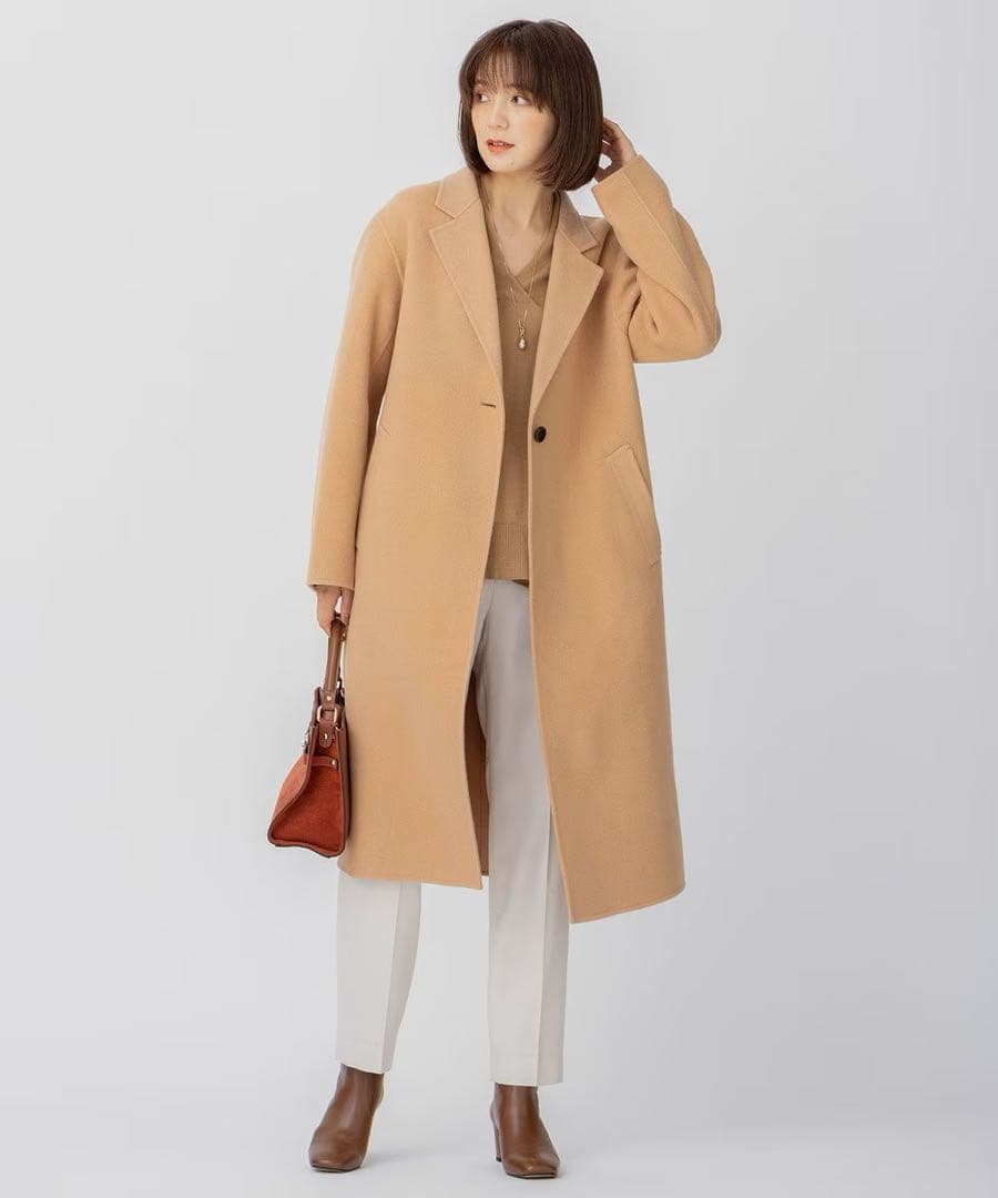 23区 サイズ38 ウールリバーロングコート キャメル