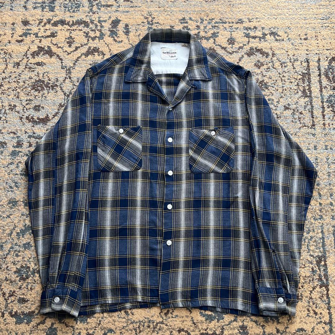 60s レーヨン シャツ オープンカラー ヴィンテージ　検 50s 40s