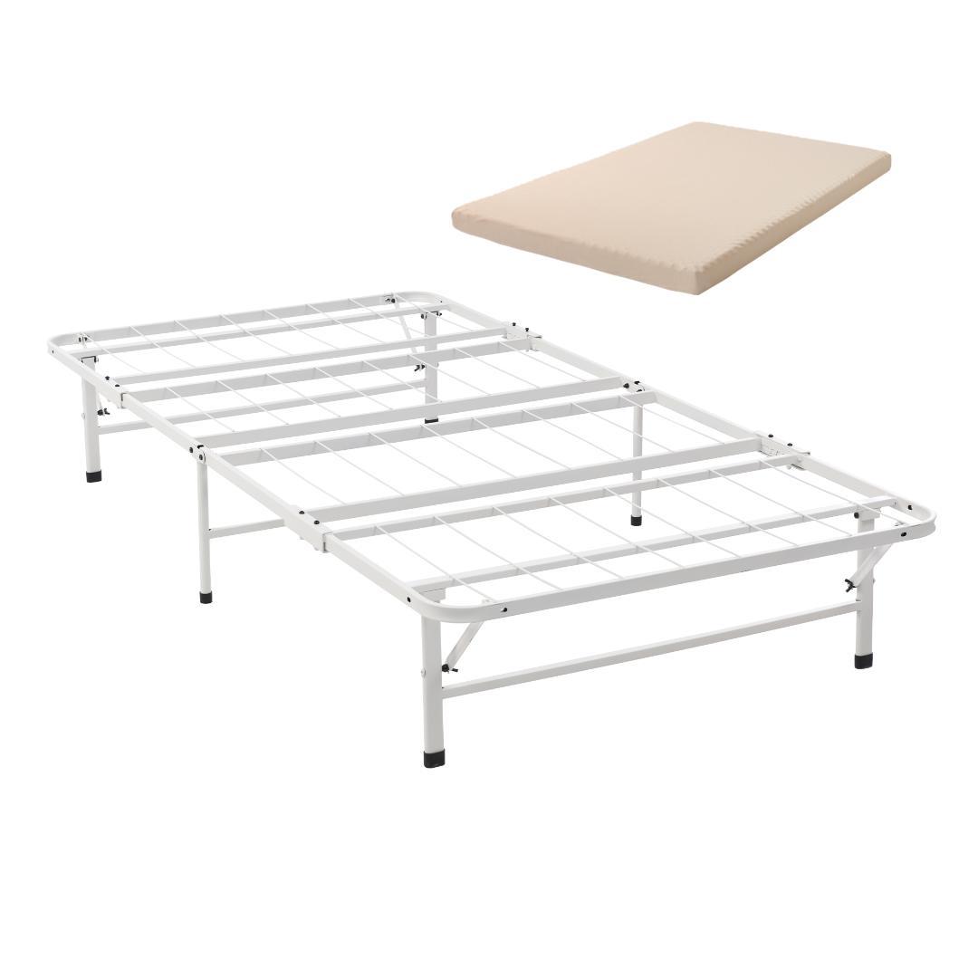 【マットレス付き】パイプベッド 折りたたみベッド シングル 組立簡単 ベッド収納