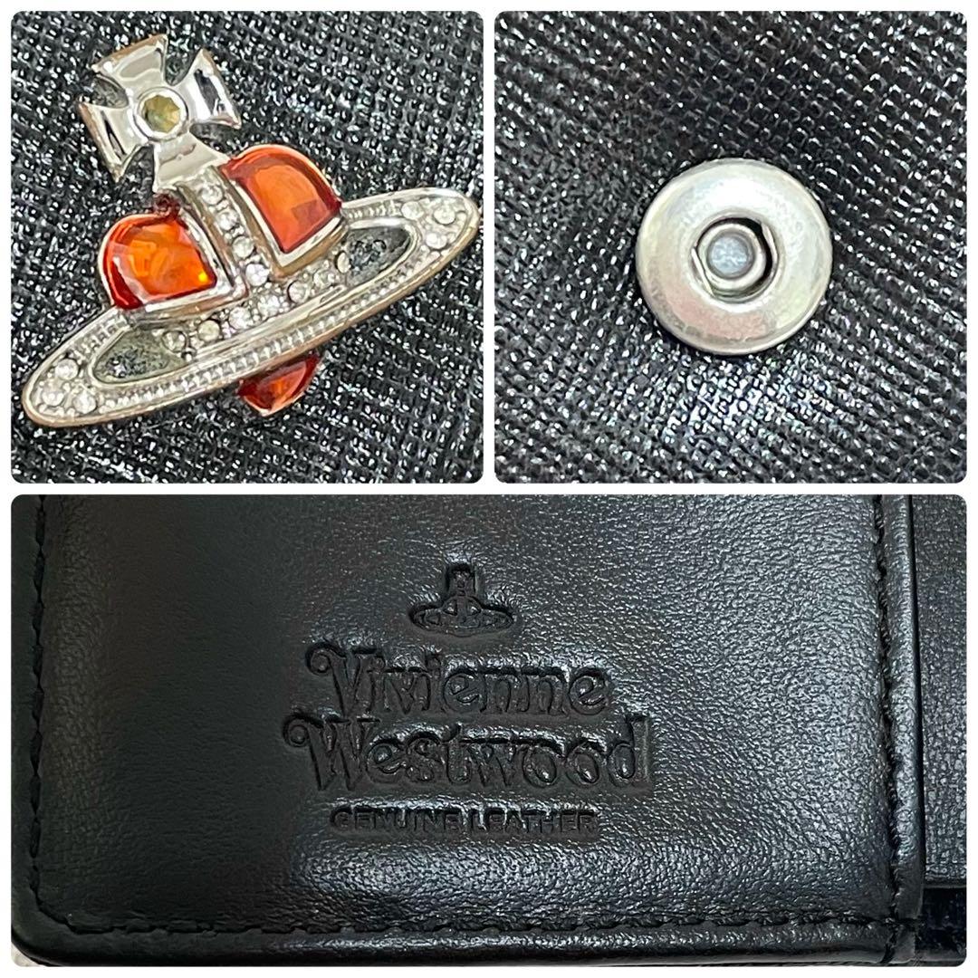 美品✨ヴィヴィアンウエストウッド　3つ折り財布　ディアマンテ　がま口　黒