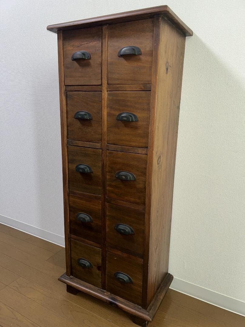 アンティーク木製小物収納 引き出し10個 ブラウン