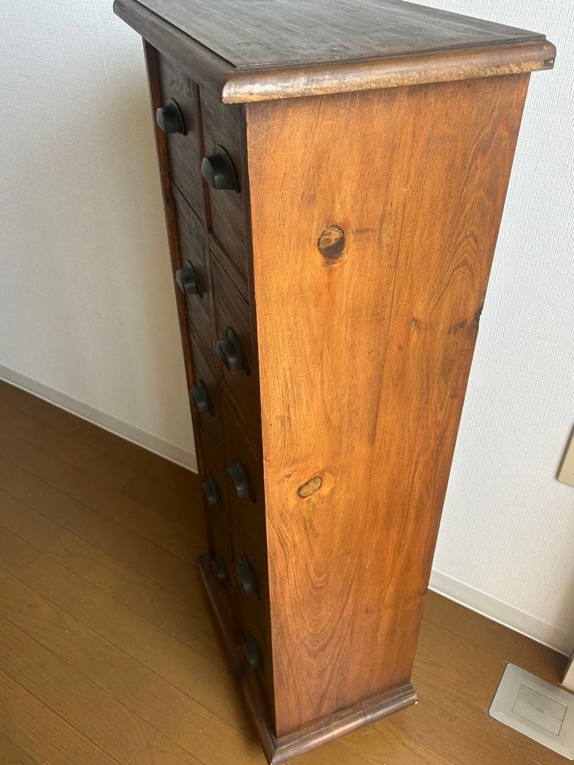 アンティーク木製小物収納 引き出し10個 ブラウン