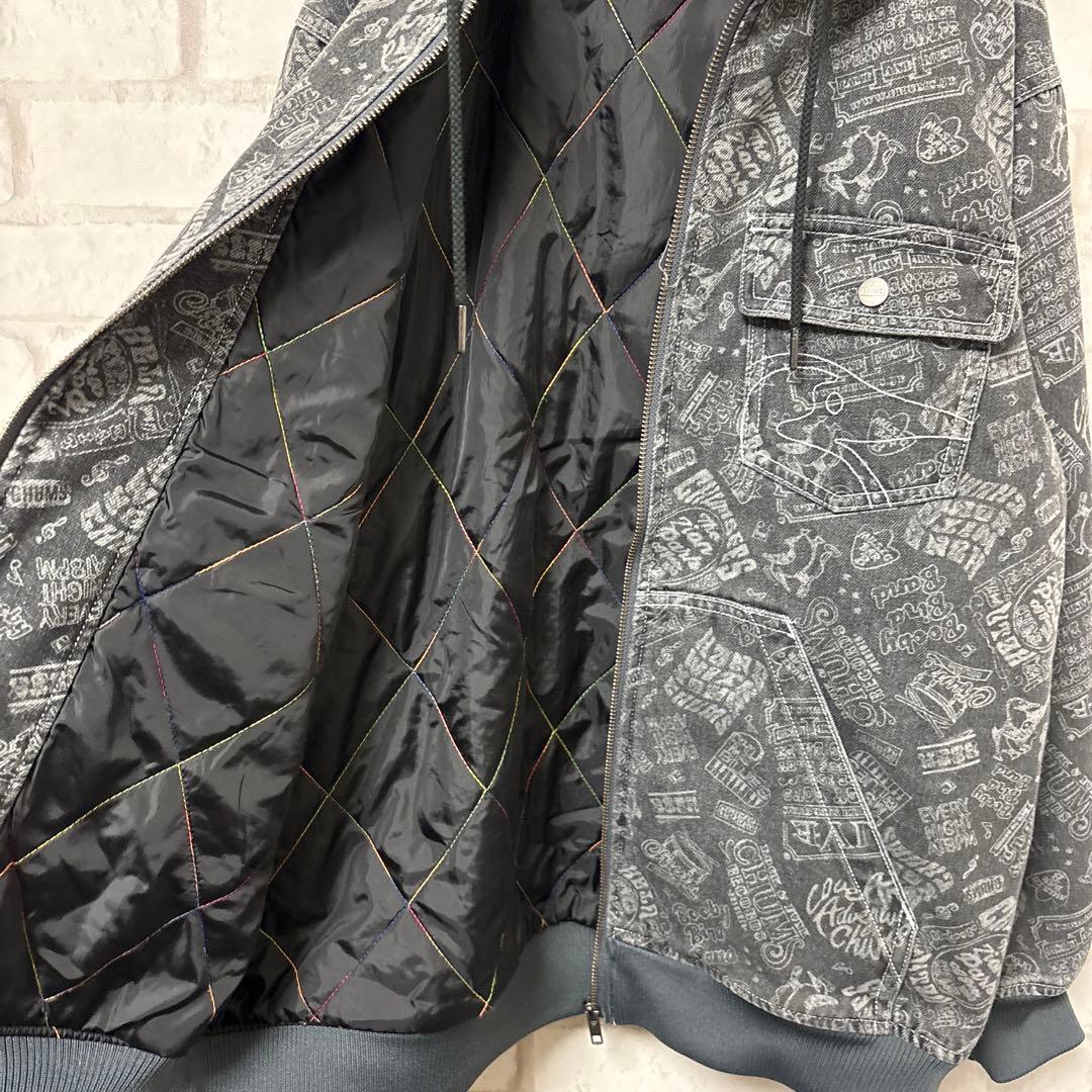 【美品】 CHUMS ウォームデニムパーカー ジャケット 刺繍　グレー　M