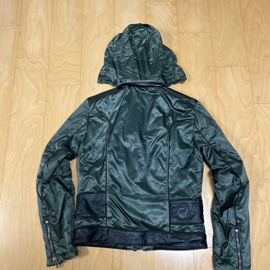 ドルチェ＆ガッバーナ　中綿ダウン　レザー切替ライダースジャケット