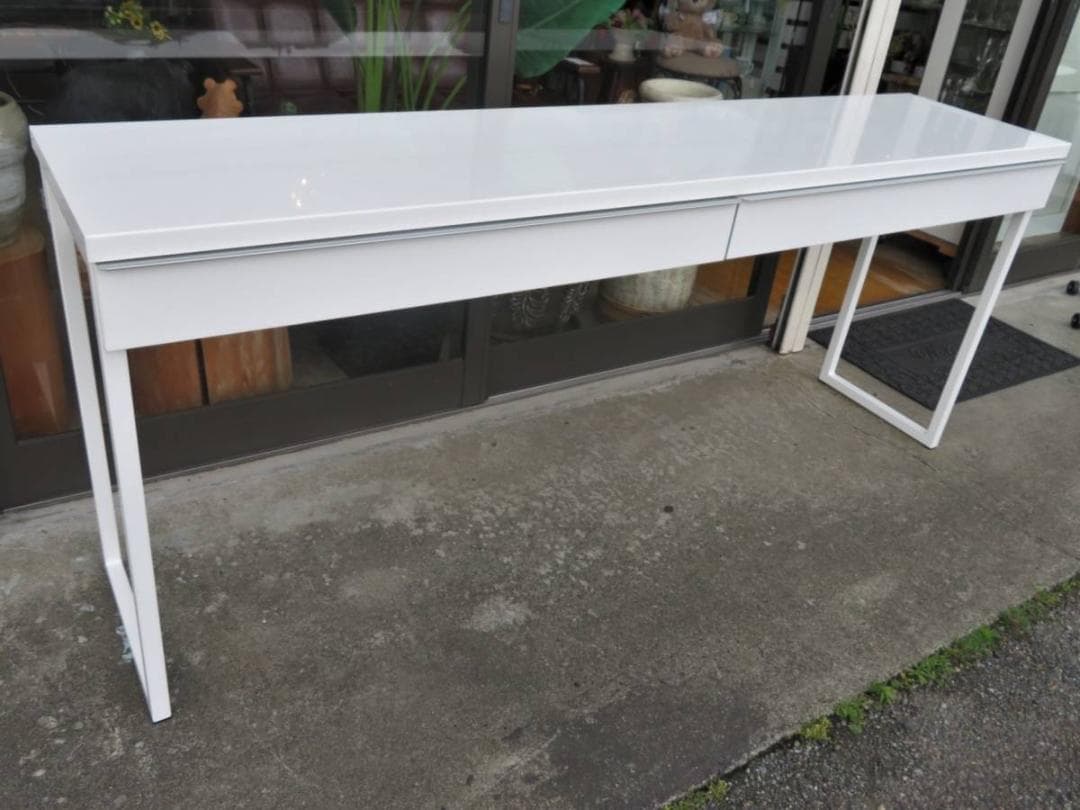 コンソールデスク引き出し付きホワイト白パソコンPC引き取り歓迎