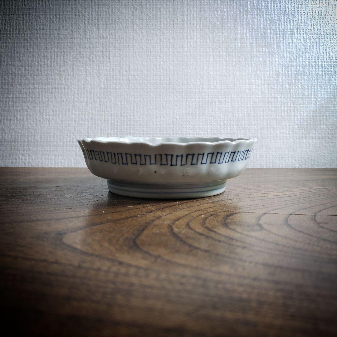 小皿　染付　花弁縁　丸窓　松竹梅　縁文　雷文　訳あり　明治　大正　古伊万里　イ号